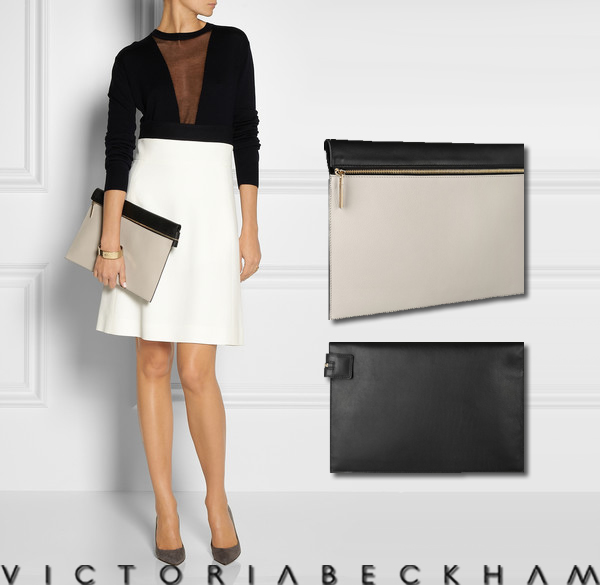 2色あり♪Victoria Beckham バイカラーレザークラッチバック