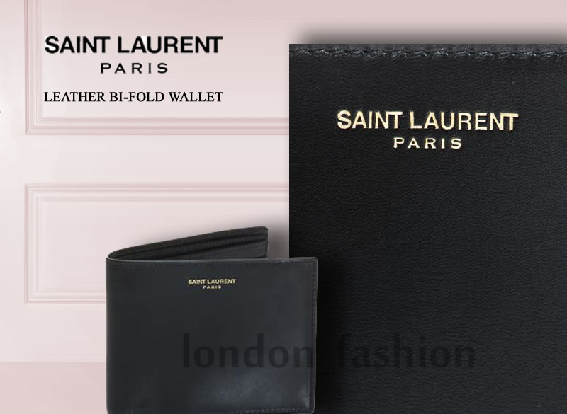 送料込み♪シンプルデザインSaint Laurent レザーウォレット財布